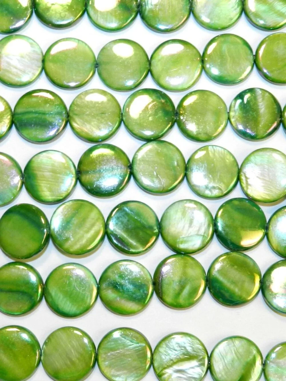 Green AB 20mm Flat Round Coin Mother of Pearl Shell Beads 14